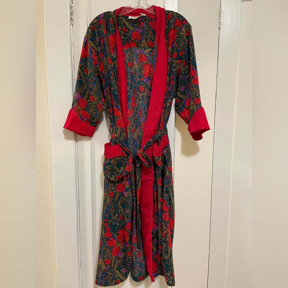 Vintage Victoria's Secret gold label Multicolor Floral kimono Robe small